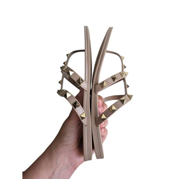 Valentino Garavani Rockstud Flat Sandal Poudre Made in Italy Size 6US - Picture 8 of 10